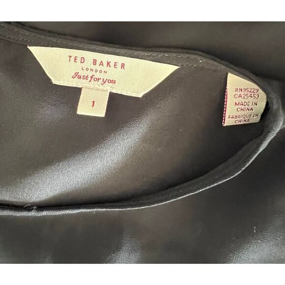 TED BAKER BLACK DRESS WITH GOLD RUFFLE SIZE 1 - Picture 5 of 5